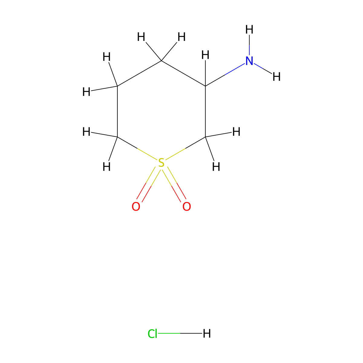 3-aminotetrahydro-2H-thiopyran 1,1-dioxide hydrochloride molecular structure, CAS 76943-07-2