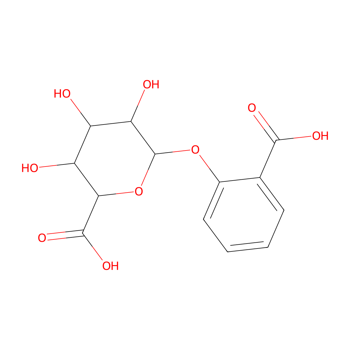 Salicylic acid phenolic glucuronide molecular structure, CAS 7695-70-7