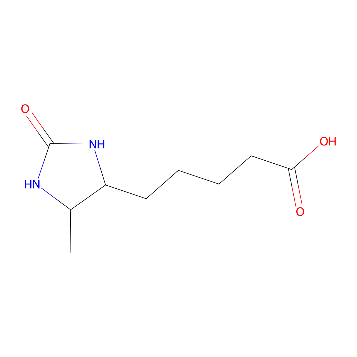 5-(5-Methyl-2-oxoimidazolidin-4-yl)pentanoic acid molecular structure, CAS 7695-75-2