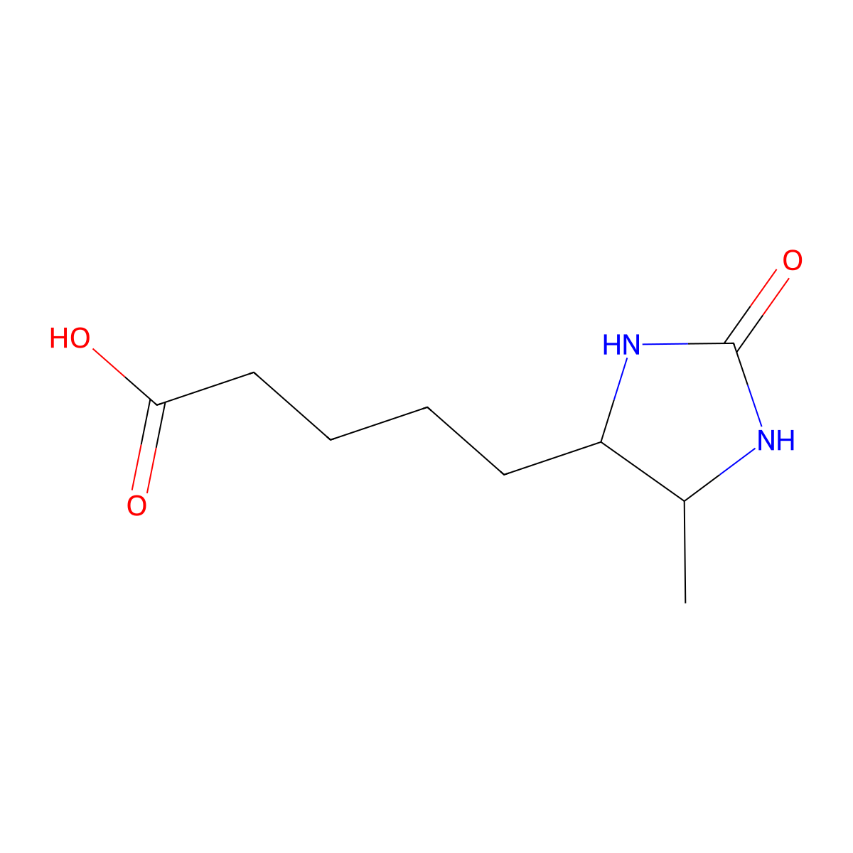 5-(5-Methyl-2-oxoimidazolidin-4-yl)pentanoic acid molecular structure, CAS 7695-75-2