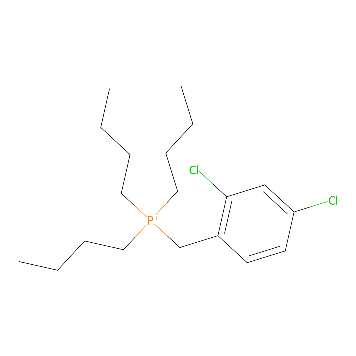 Tributyl(2,4-dichlorobenzyl)phosphonium molecular structure, CAS 7695-87-6