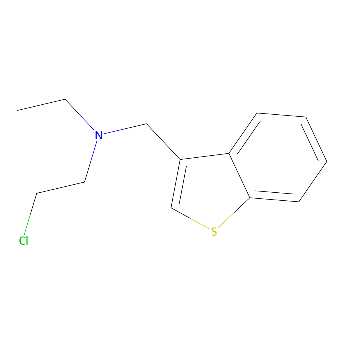N-(1-benzothien-3-ylmethyl)-2-chloro-N-ethylethanamine molecular structure, CAS 7695-97-8