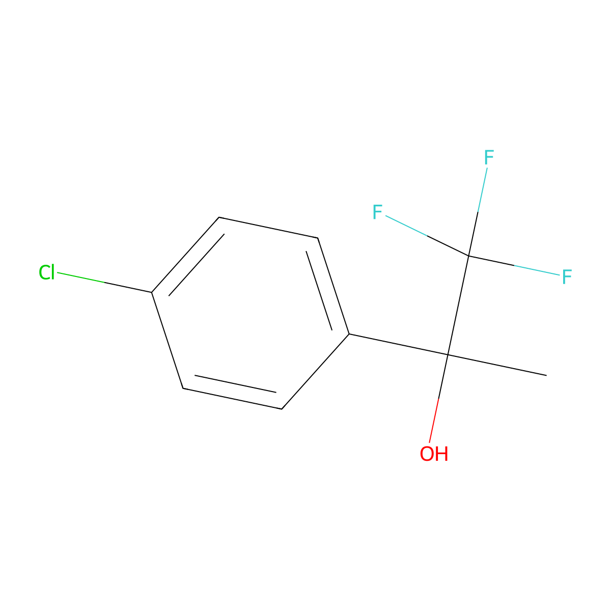 4-Chloro-alpha-methyl-alpha-(trifluoromethyl)benzyl alcohol molecular structure, CAS 76953-98-5