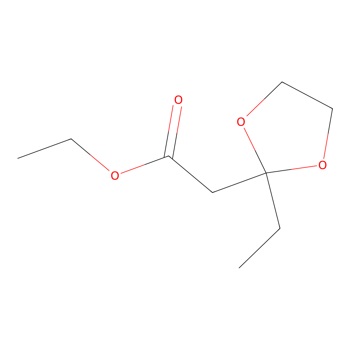Ethyl 2-(2-ethyl-1,3-dioxolan-2-yl)acetate molecular structure, CAS 76964-26-6