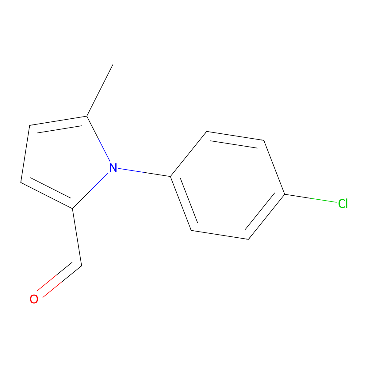 1-(4-chlorophenyl)-5-methyl-1H-pyrrole-2-carbaldehyde molecular structure, CAS 76964-40-4