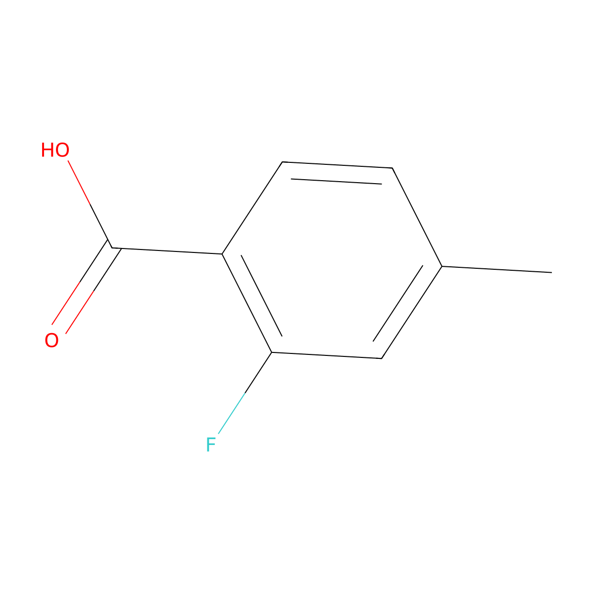 2-Fluoro-4-methylbenzoic acid molecular structure, CAS 7697-23-6