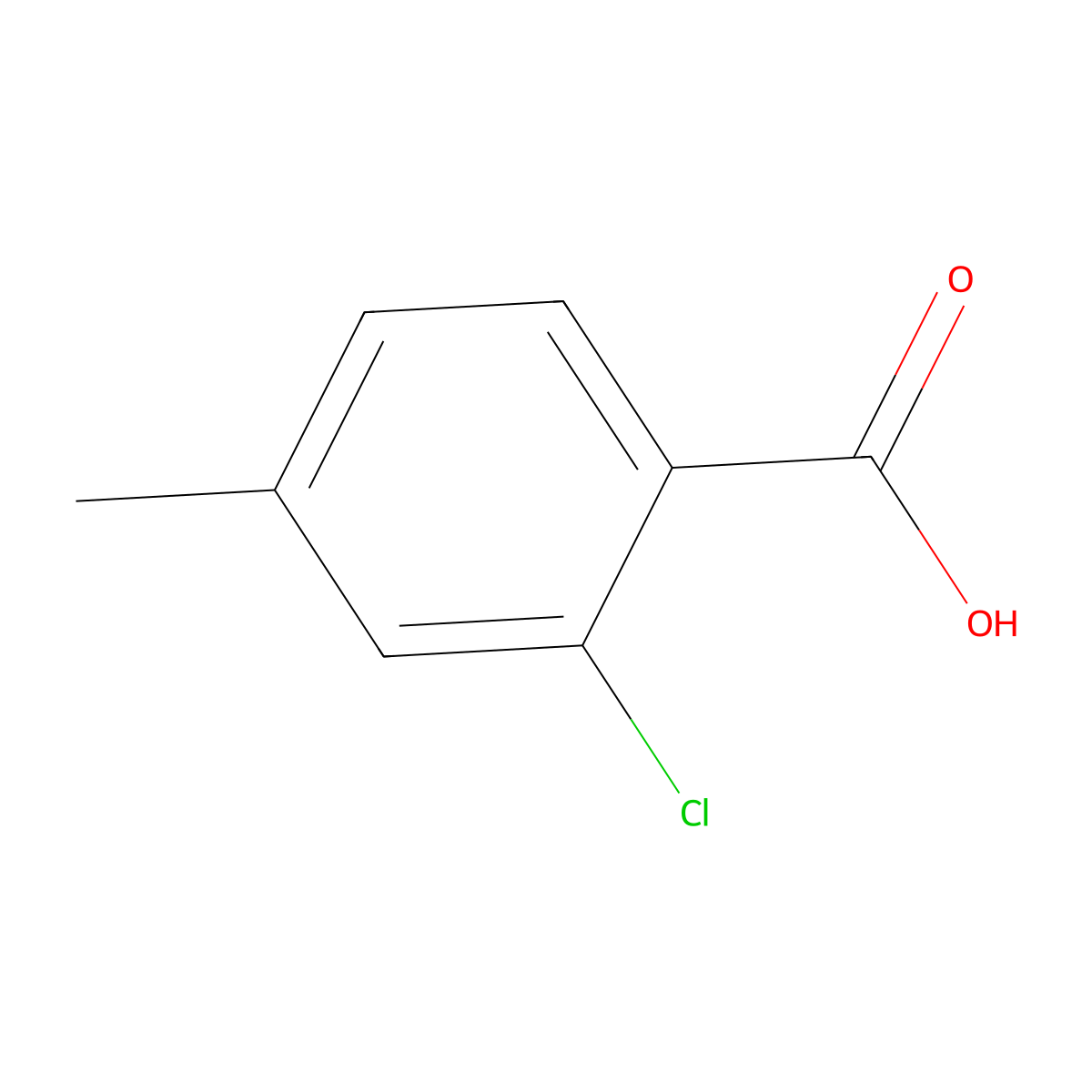 2-Chloro-4-methylbenzoic acid molecular structure, CAS 7697-25-8
