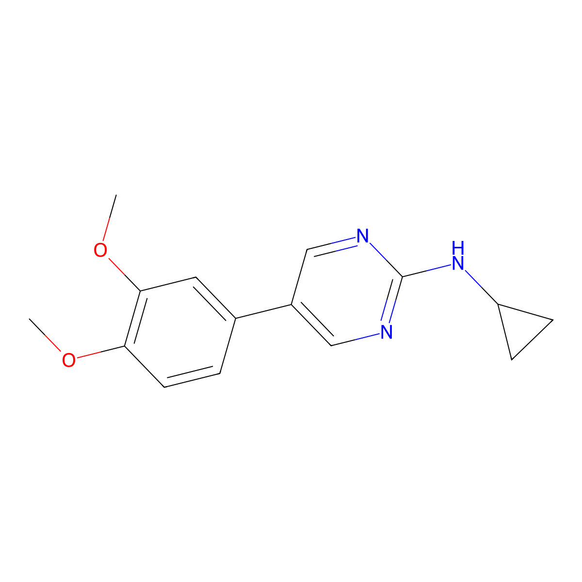 N-cyclopropyl-5-(3,4-dimethoxyphenyl)pyrimidin-2-amine molecular structure, CAS 76972-16-2