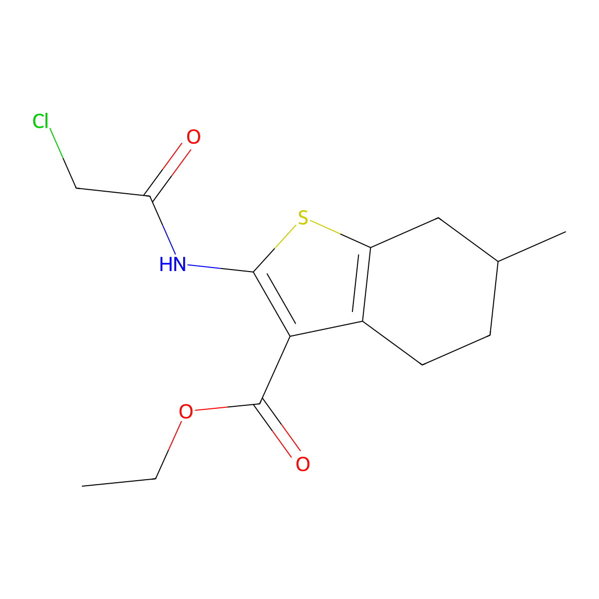 Ethyl 2-(2-chloroacetamido)-6-methyl-4,5,6,7-tetrahydro-1-benzothiophene-3-carboxylate molecular structure, CAS 76981-87-8