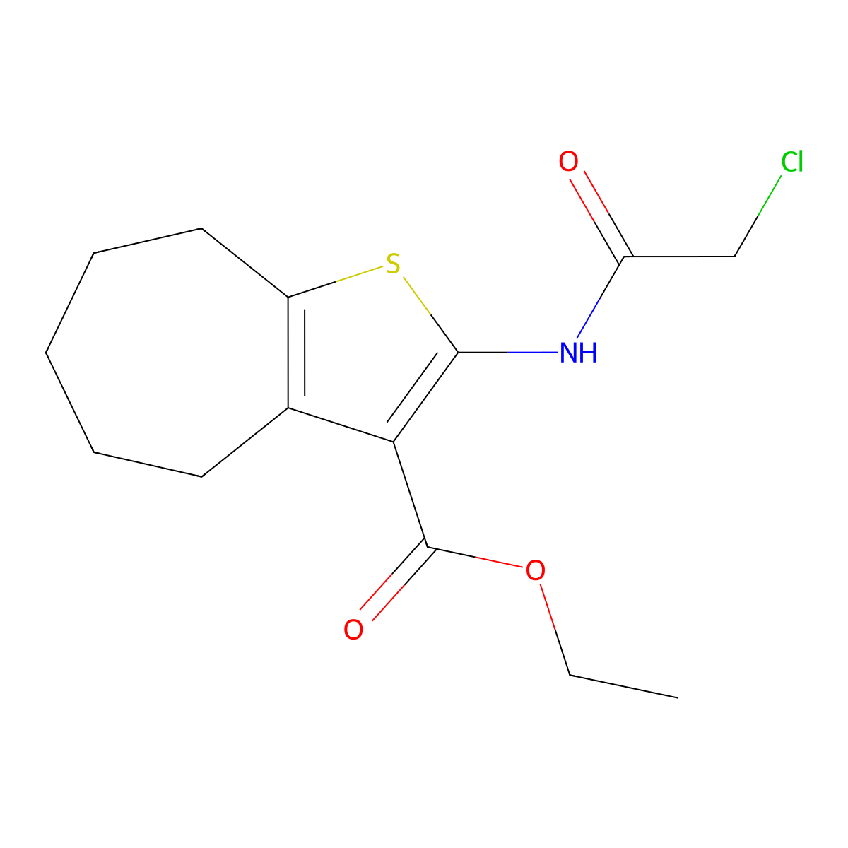 ethyl 2-[(chloroacetyl)amino]-5,6,7,8-tetrahydro-4H-cyclohepta[b]thiophene-3-carboxylate molecular structure, CAS 76981-88-9
