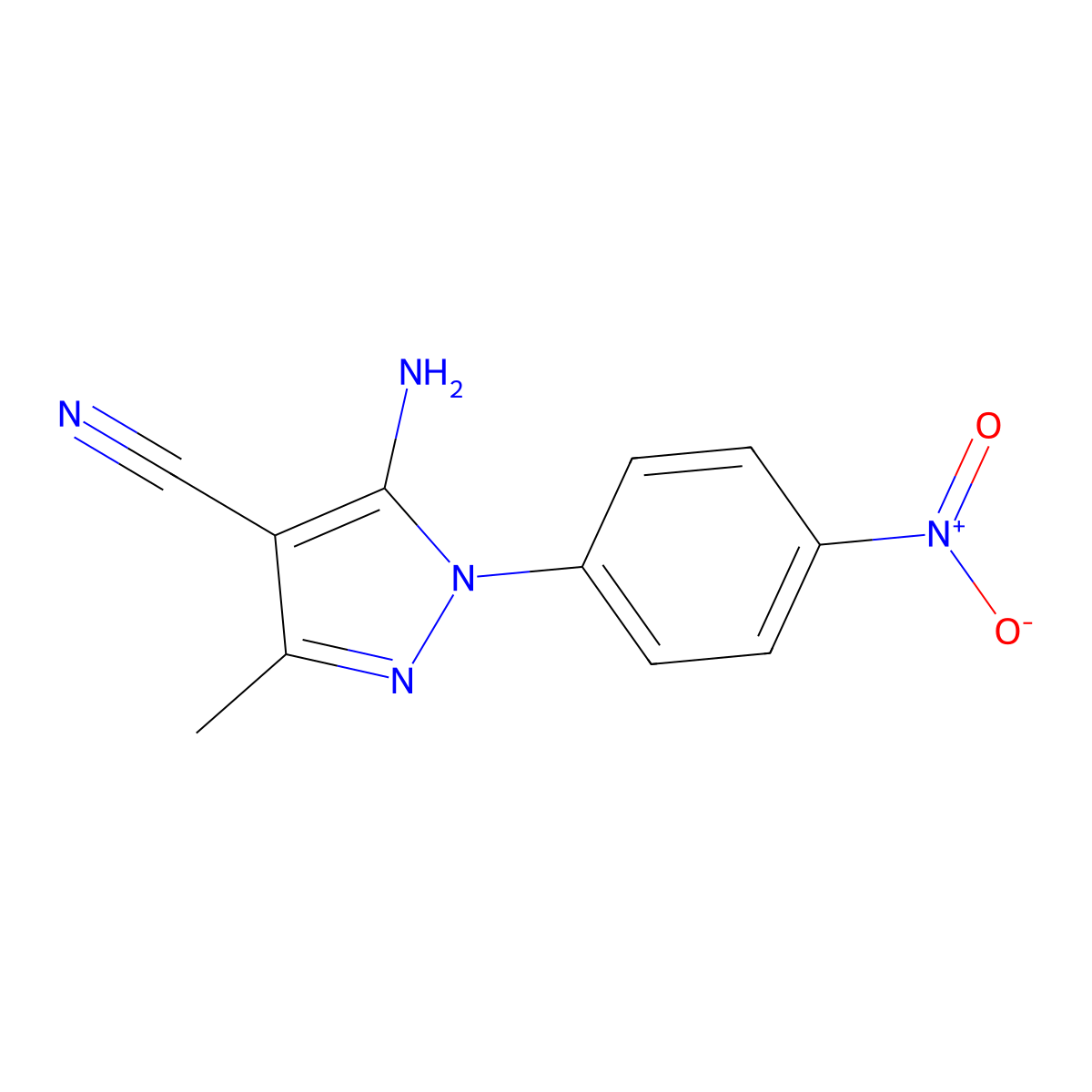 5-Amino-3-methyl-1-(4-nitrophenyl)-1H-pyrazole-4-carbonitrile molecular structure, CAS 76982-31-5