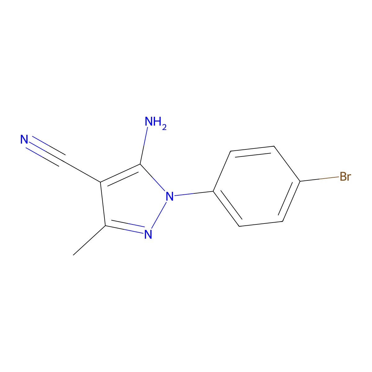 5-Amino-1-(4-bromophenyl)-3-methyl-1H-pyrazole-4-carbonitrile molecular structure, CAS 76982-35-9