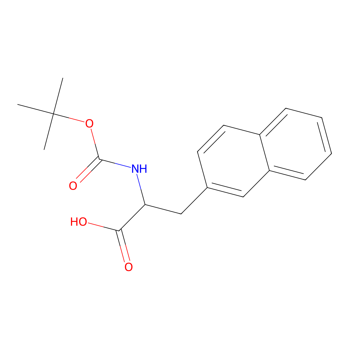 (2R)-2-(((tert-butoxy)carbonyl)amino)-3-(naphthalen-2-yl)propanoic acid molecular structure, CAS 76985-10-9