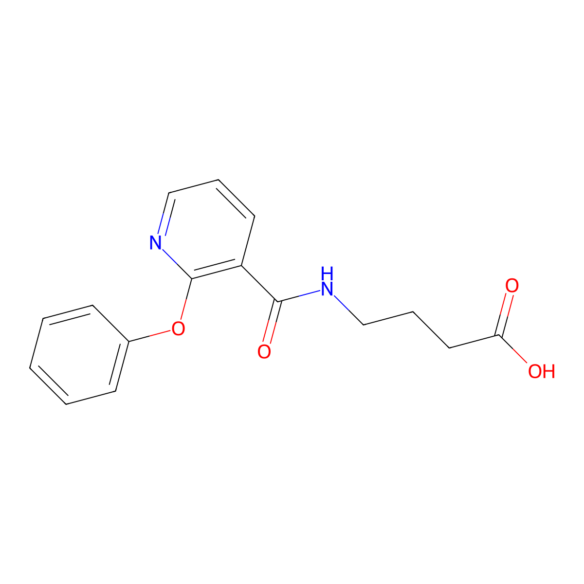 Butyric acid, 4-(2-phenoxynicotinamido)- molecular structure, CAS 76988-04-0