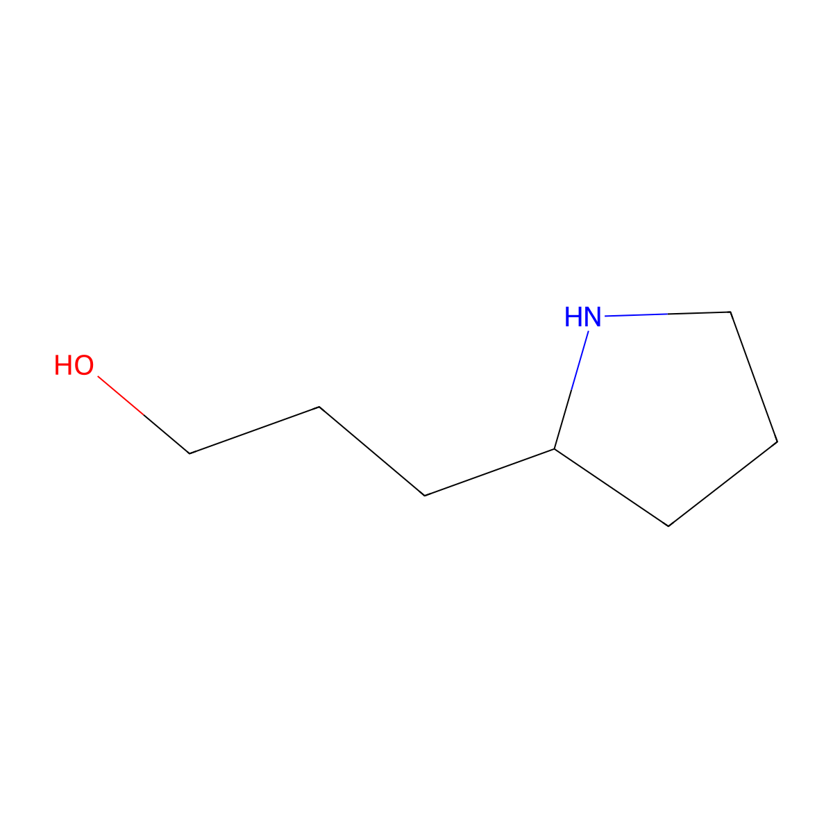 3-(Pyrrolidin-2-yl)propan-1-ol molecular structure, CAS 7699-50-5