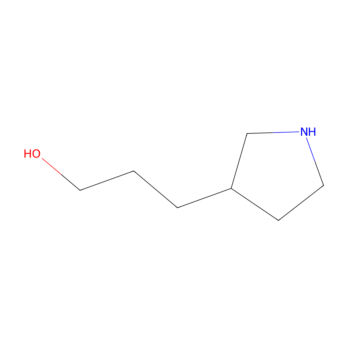 3-Pyrrolidinepropanol molecular structure, CAS 7699-51-6