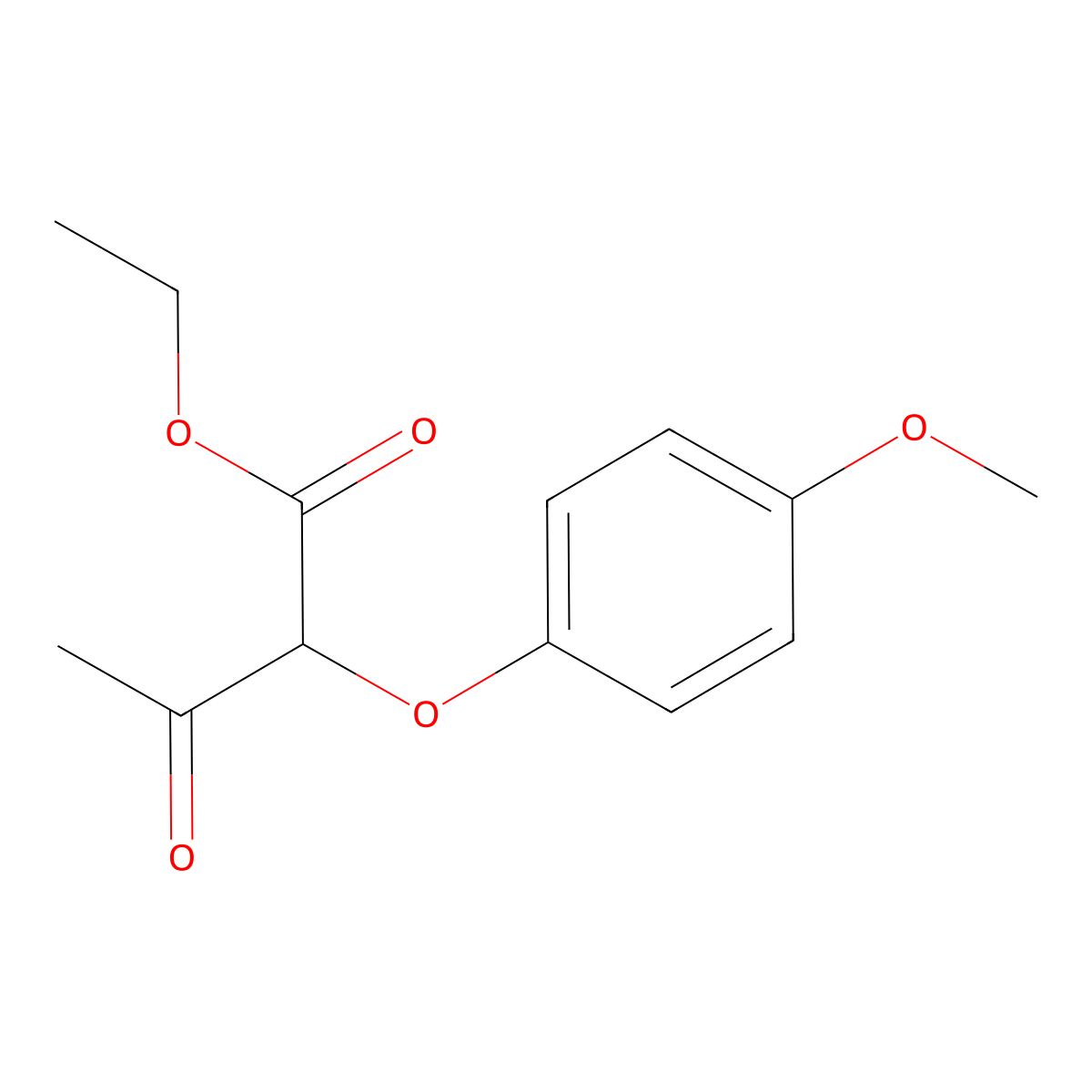 Ethyl 2-(4-methoxyphenoxy)-3-oxobutanoate molecular structure, CAS 7699-85-6