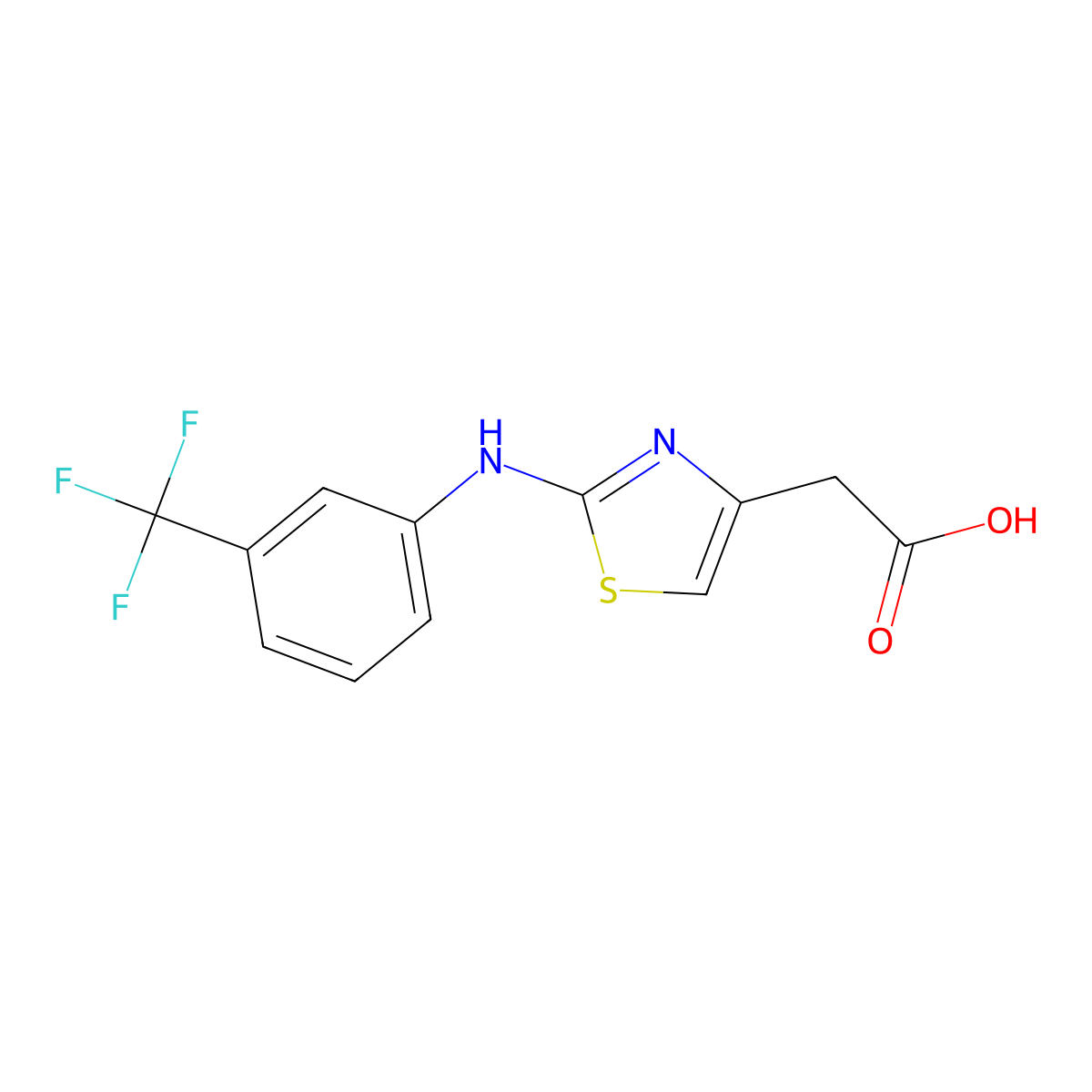 2-(2-((3-(Trifluoromethyl)phenyl)amino)thiazol-4-yl)acetic acid molecular structure, CAS 769904-72-5