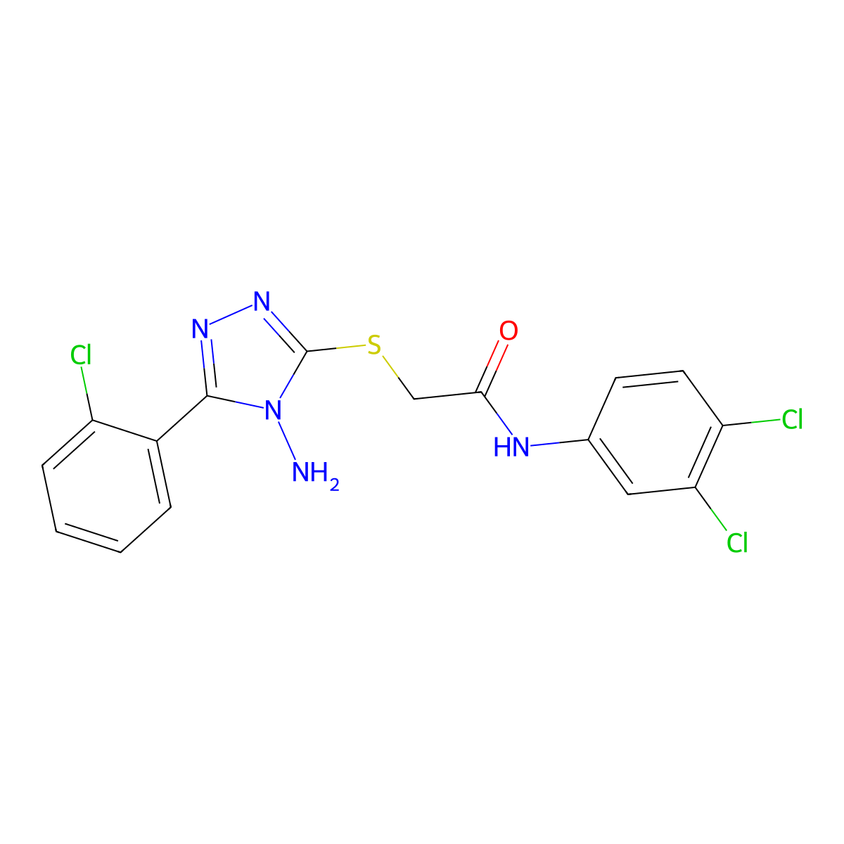 2-((4-amino-5-(2-chlorophenyl)-4H-1,2,4-triazol-3-yl)thio)-N-(3,4-dichlorophenyl)acetamide molecular structure, CAS 769929-15-9
