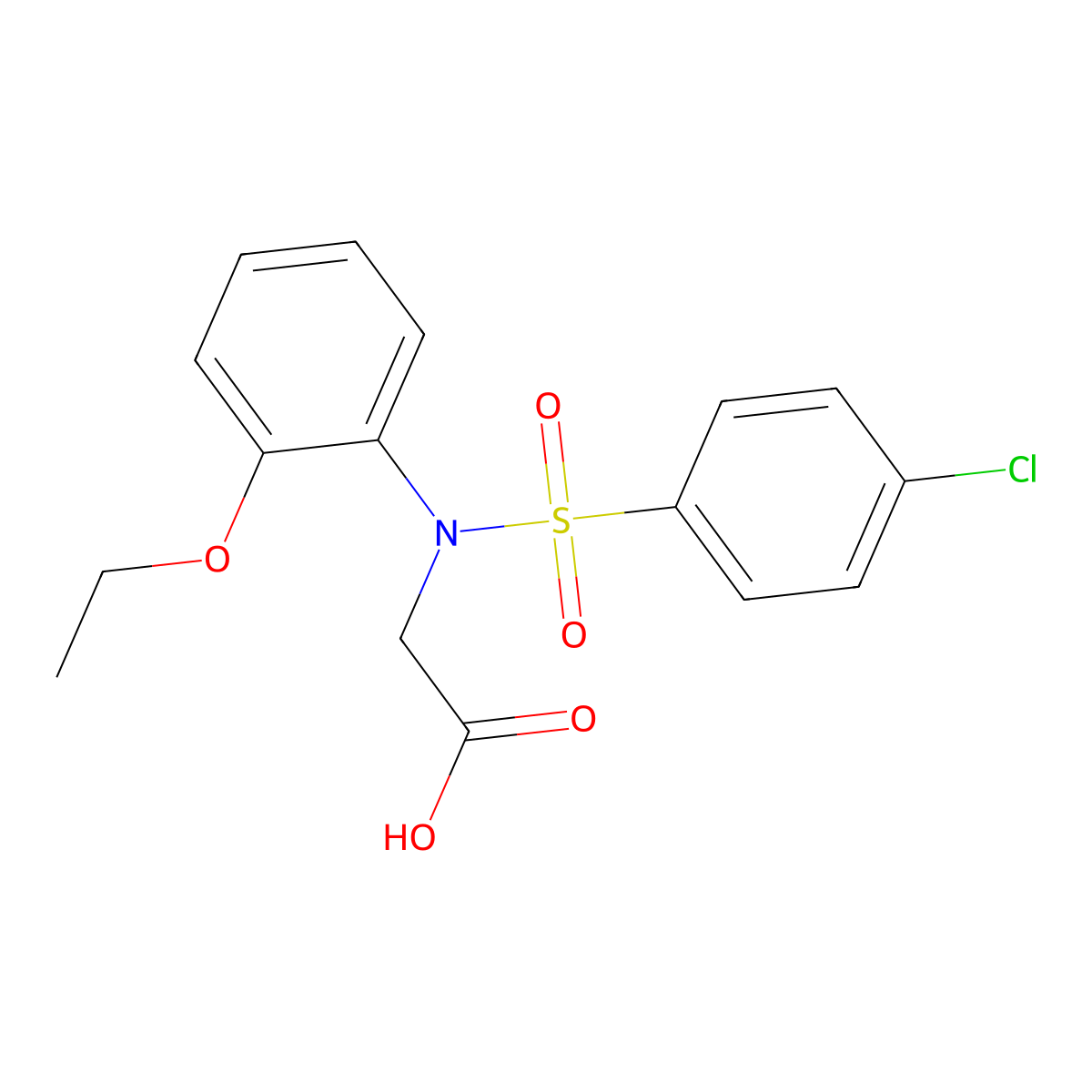 N-[(4-chlorophenyl)sulfonyl]-N-(2-ethoxyphenyl)glycine molecular structure, CAS 769929-48-8