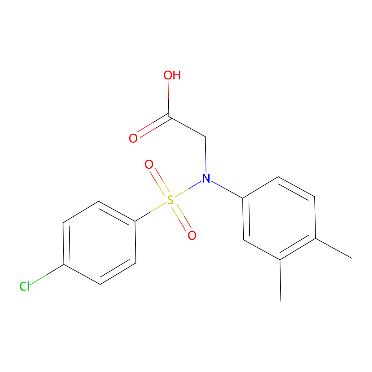 N-[(4-chlorophenyl)sulfonyl]-N-(3,4-dimethylphenyl)glycine molecular structure, CAS 769930-41-8