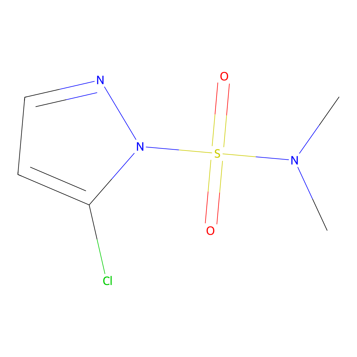 5-chloro-N,N-dimethyl-1H-pyrazole-1-sulfonamide molecular structure, CAS 769937-44-2