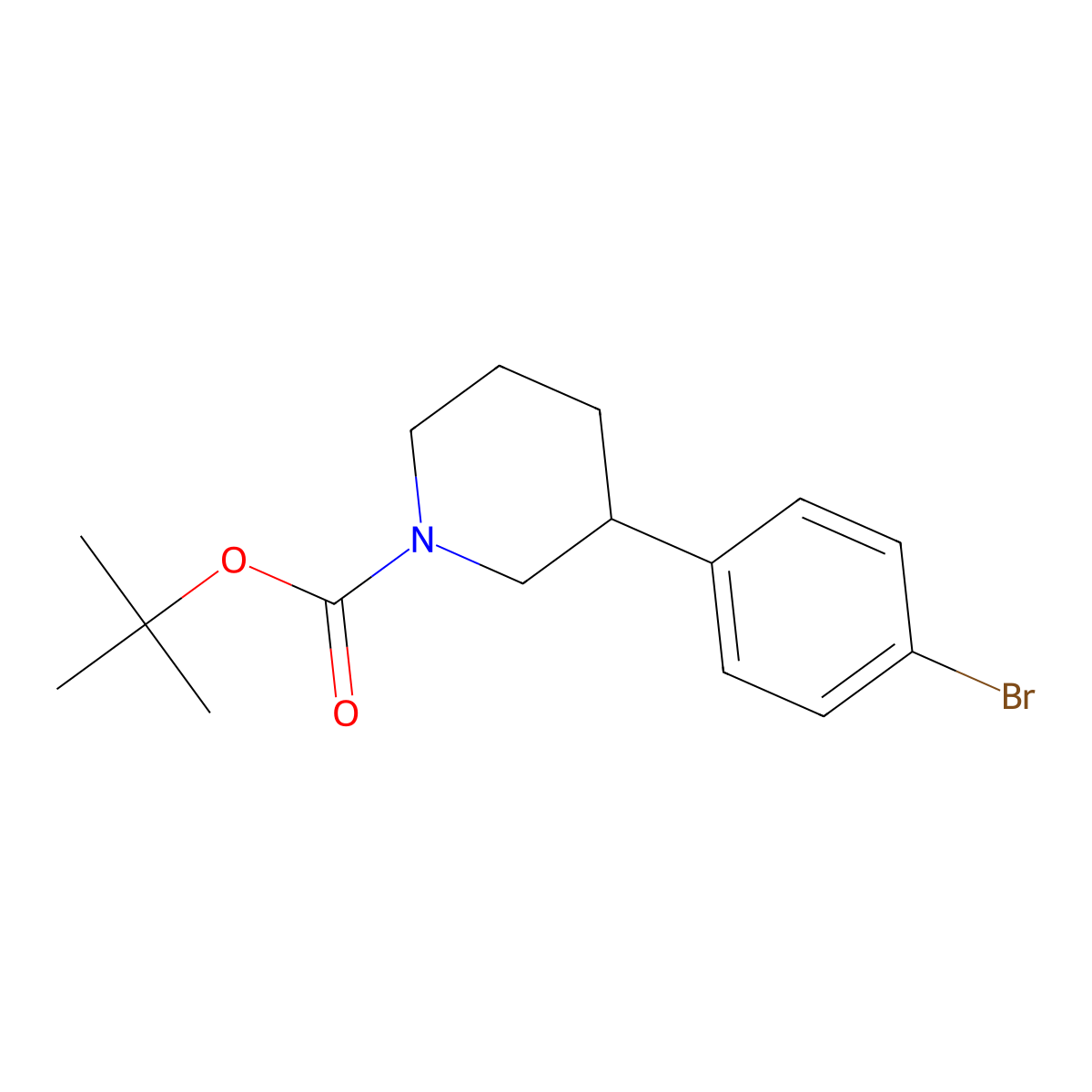 Tert-butyl 3-(4-bromophenyl)piperidine-1-carboxylate molecular structure, CAS 769944-73-2