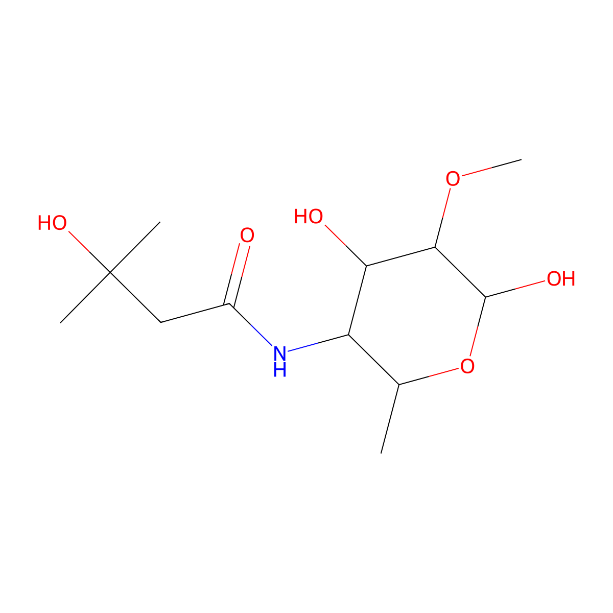 N-(4,6-dihydroxy-5-methoxy-2-methyloxan-3-yl)-3-hydroxy-3-methylbutanamide molecular structure, CAS 769959-88-8