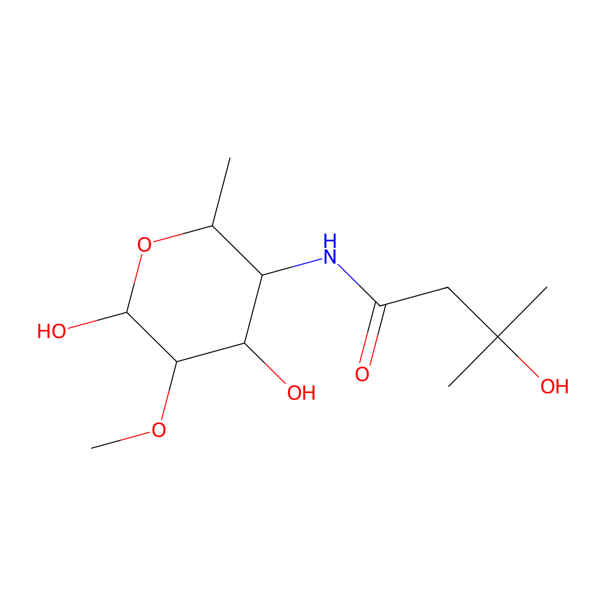 N-(4,6-dihydroxy-5-methoxy-2-methyloxan-3-yl)-3-hydroxy-3-methylbutanamide molecular structure, CAS 769959-88-8