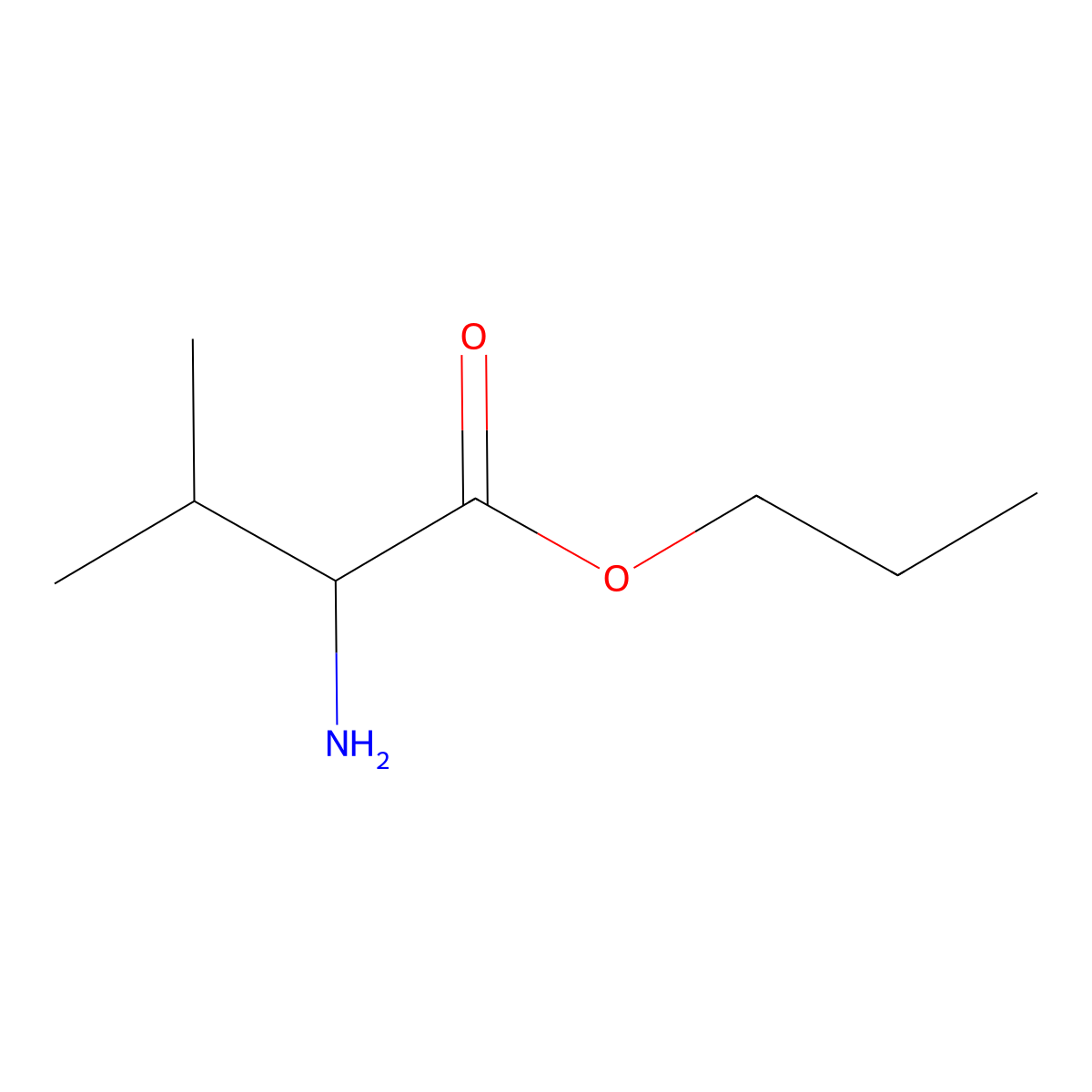 propyl (2S)-2-amino-3-methylbutanoate molecular structure, CAS 76996-21-9