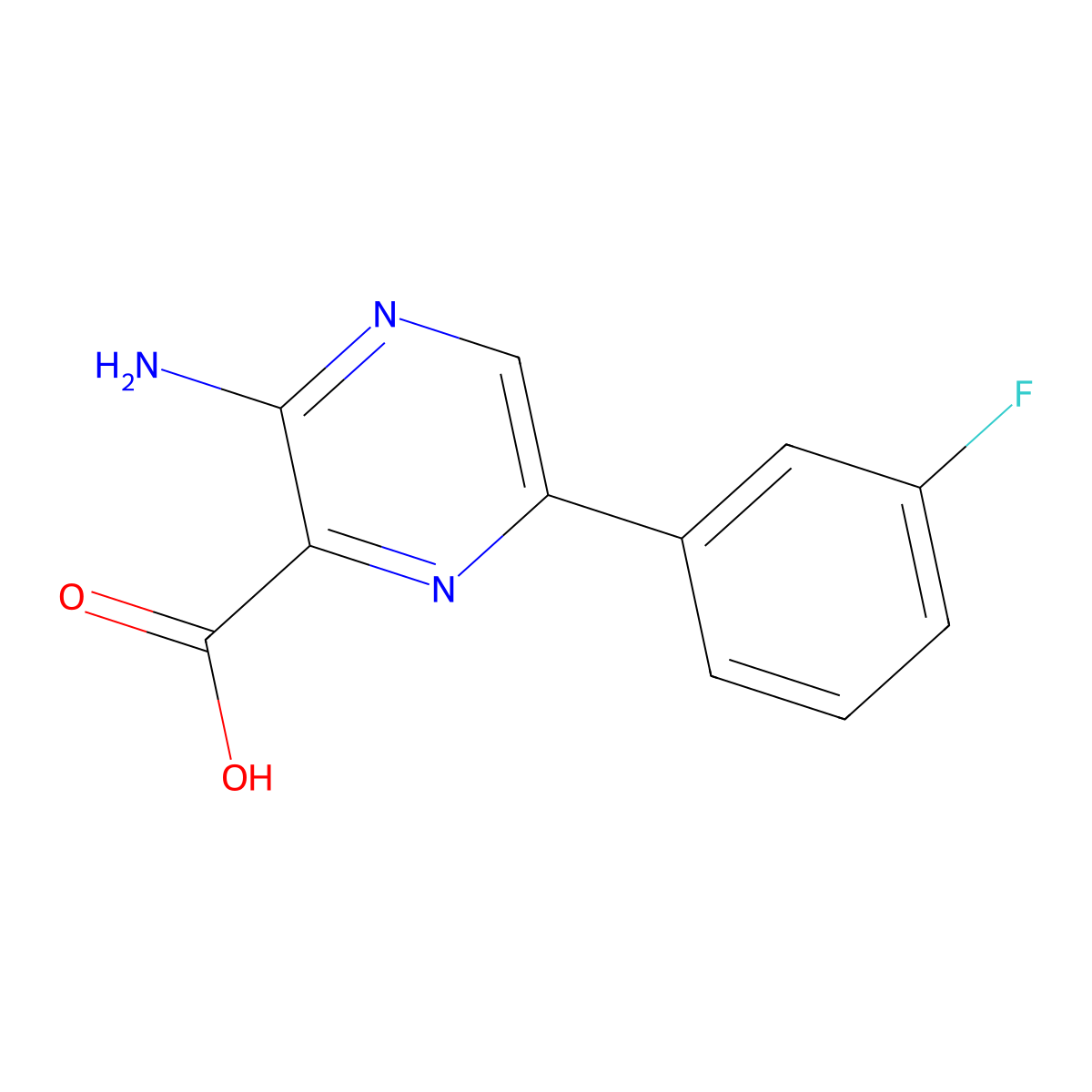 3-Amino-6-(3-fluorophenyl)pyrazine-2-carboxylic acid molecular structure, CAS 769968-16-3