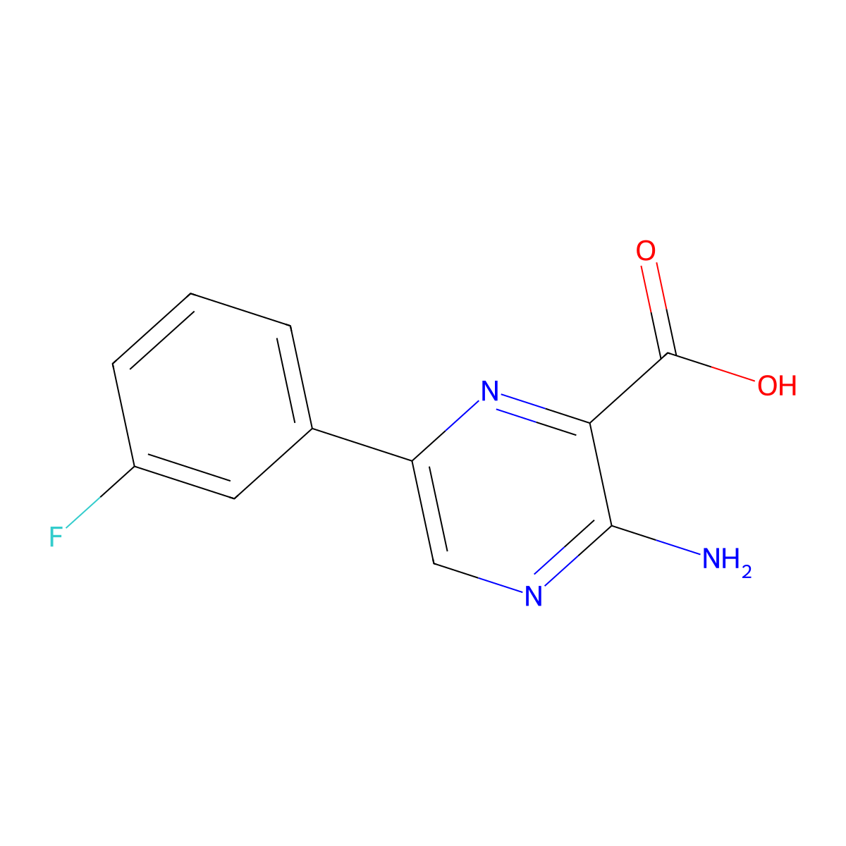 3-Amino-6-(3-fluorophenyl)pyrazine-2-carboxylic acid molecular structure, CAS 769968-16-3