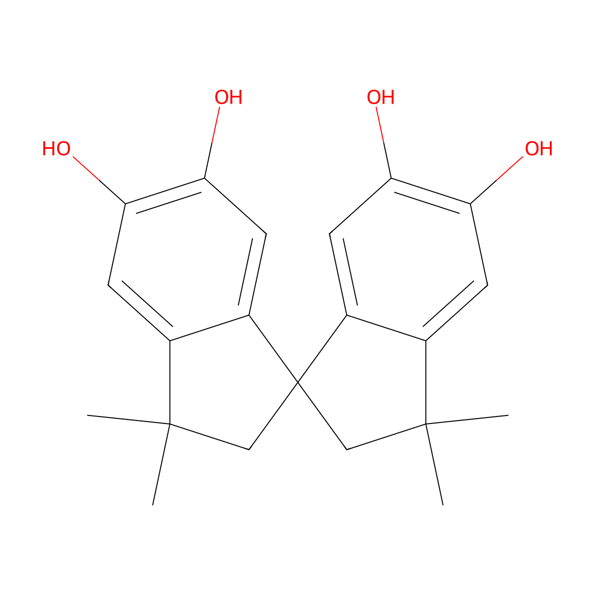 1,1'-Spirobi[1H-indene]-5,5',6,6'-tetrol, 2,2',3,3'-tetrahydro-3,3,3',3'-tetramethyl- molecular structure, CAS 77-08-7