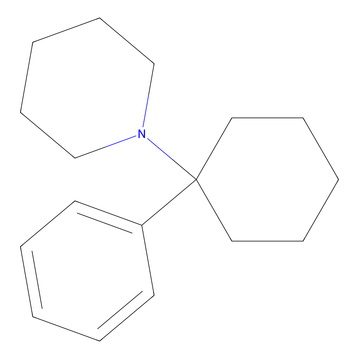 Phencyclidine molecular structure, CAS 77-10-1