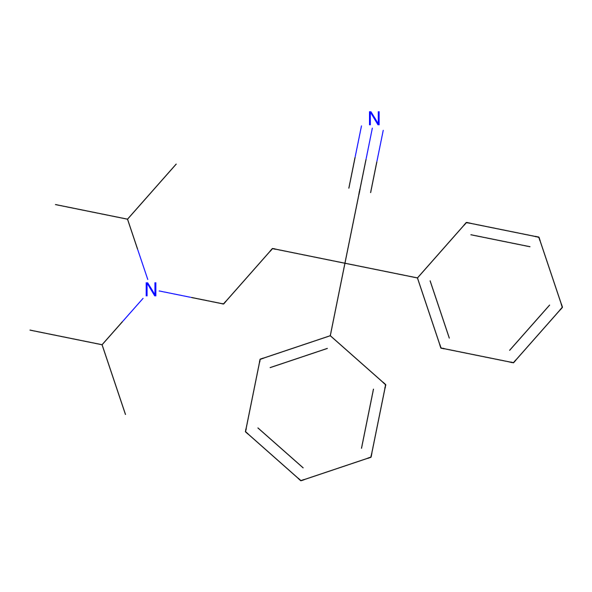 4-(Bis(isopropyl)amino)-2,2-diphenylbutyronitrile molecular structure, CAS 77-11-2