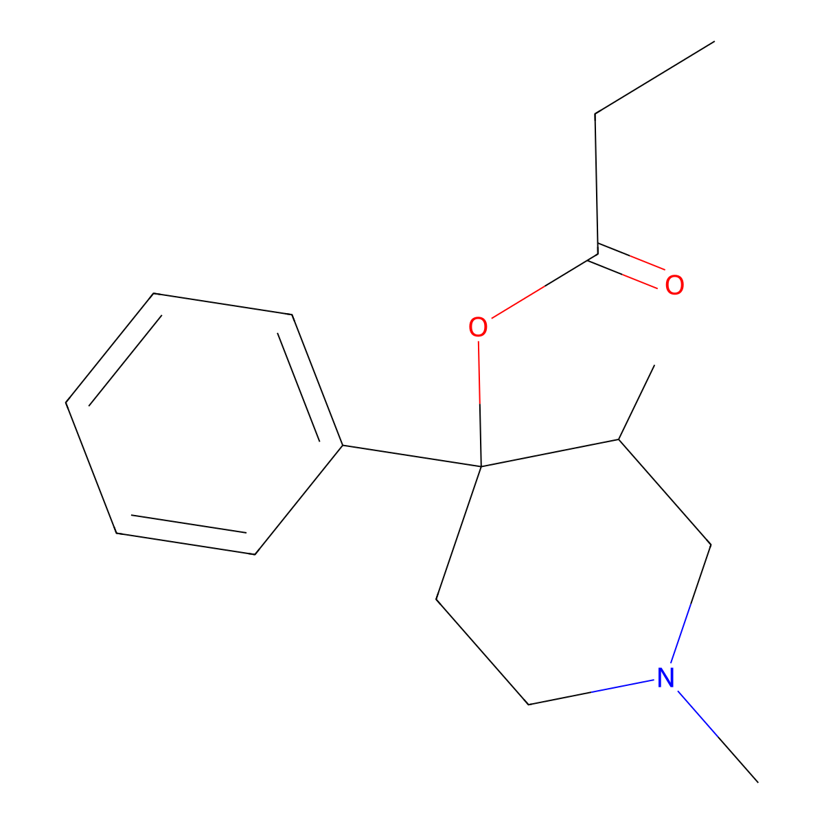 Alphaprodine molecular structure, CAS 77-20-3