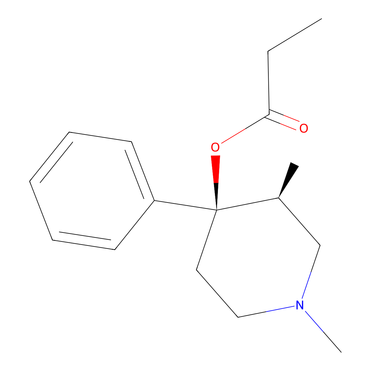 Alphaprodine molecular structure, CAS 77-20-3