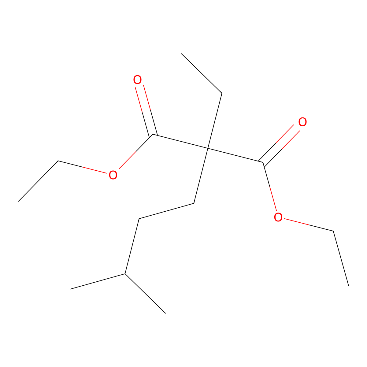 Propanedioic acid, ethyl(3-methylbutyl)-, diethyl ester molecular structure, CAS 77-24-7