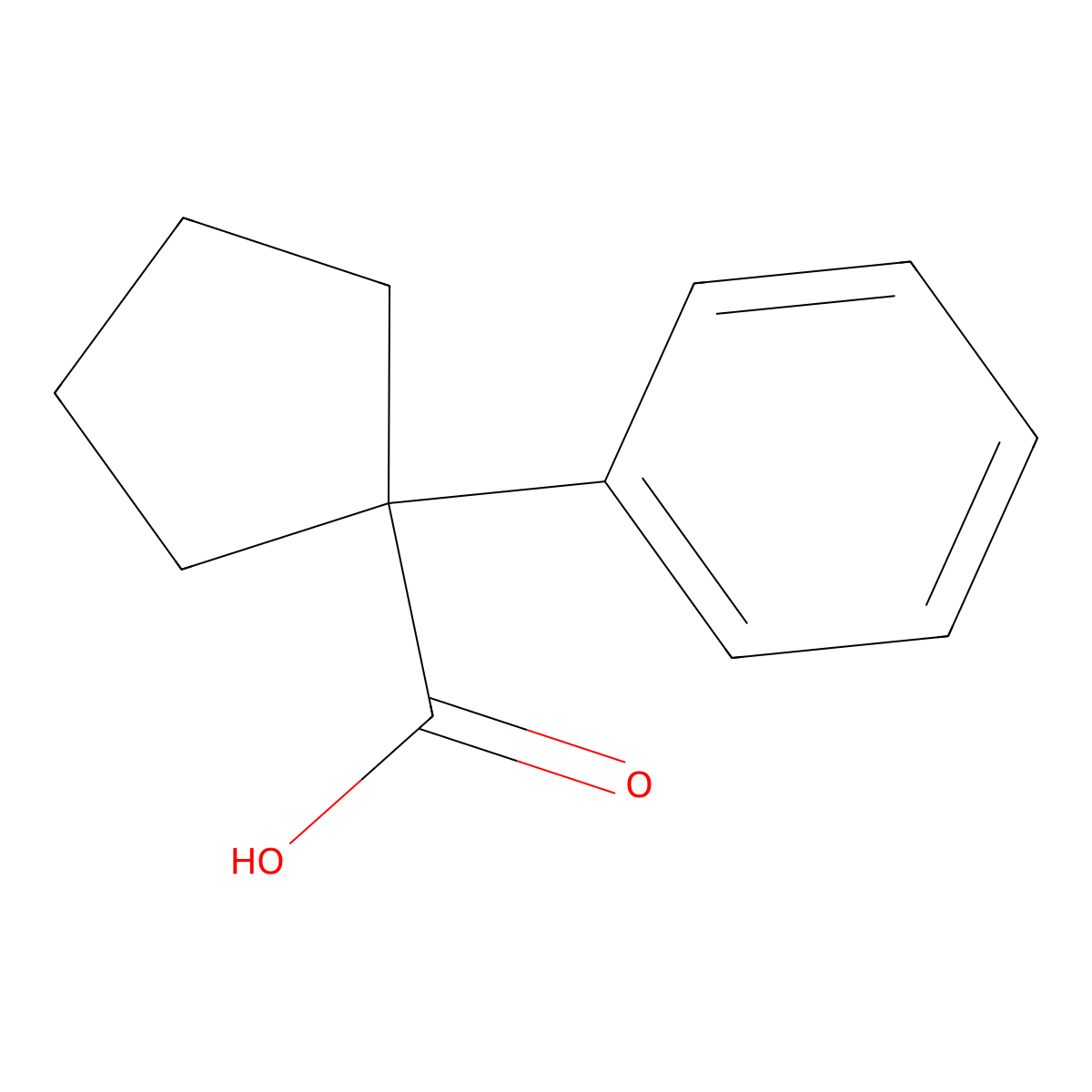 1-Phenylcyclopentanecarboxylic acid molecular structure, CAS 77-55-4