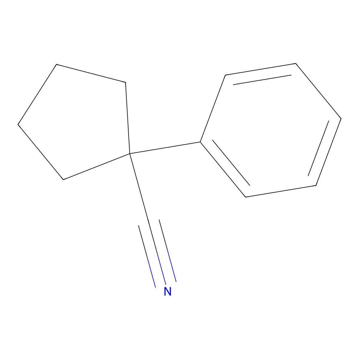1-Phenylcyclopentanecarbonitrile molecular structure, CAS 77-57-6