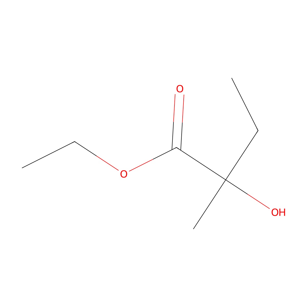 Ethyl 2-hydroxy-2-methylbutyrate molecular structure, CAS 77-70-3