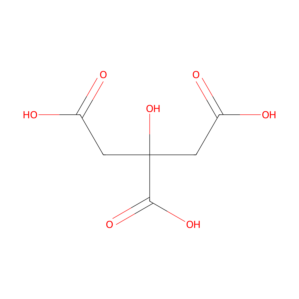 Citric Acid molecular structure, CAS 77-92-9