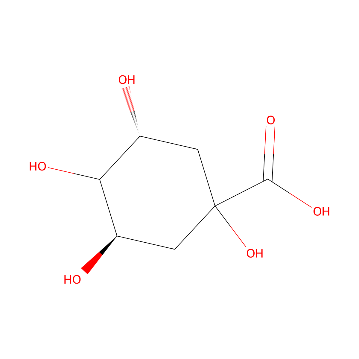 Quinate molecular structure, CAS 77-95-2