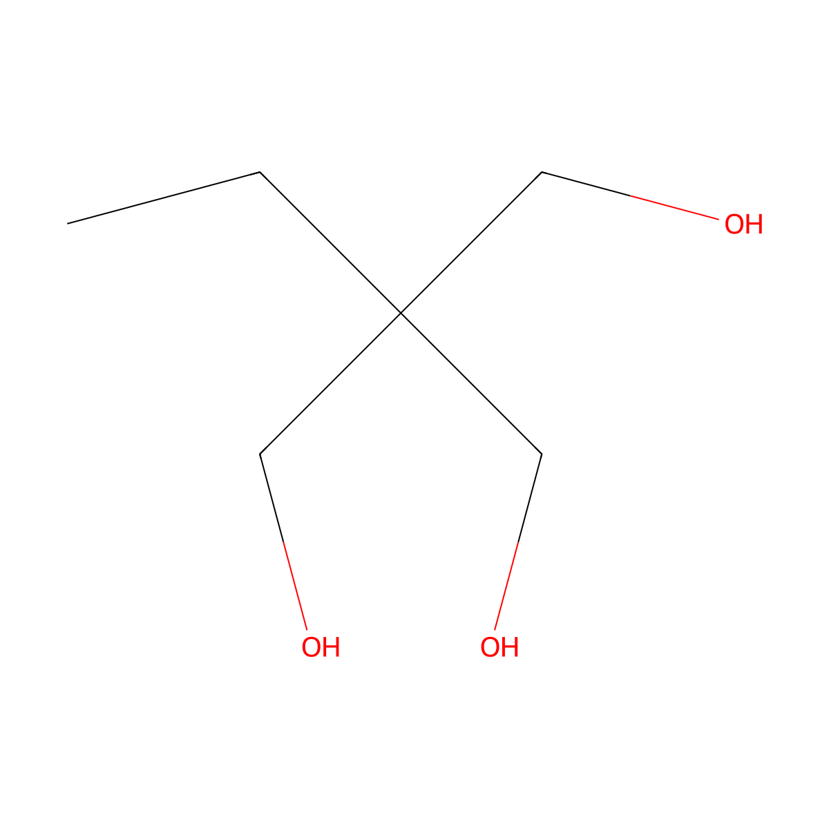 Trimethylolpropane molecular structure, CAS 77-99-6