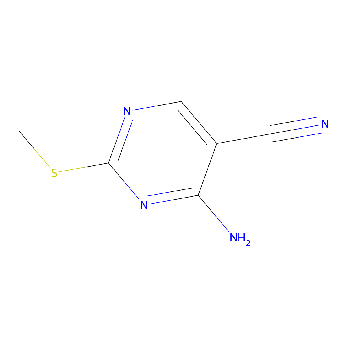 4-Amino-2-(methylsulfanyl)pyrimidine-5-carbonitrile molecular structure, CAS 770-30-9