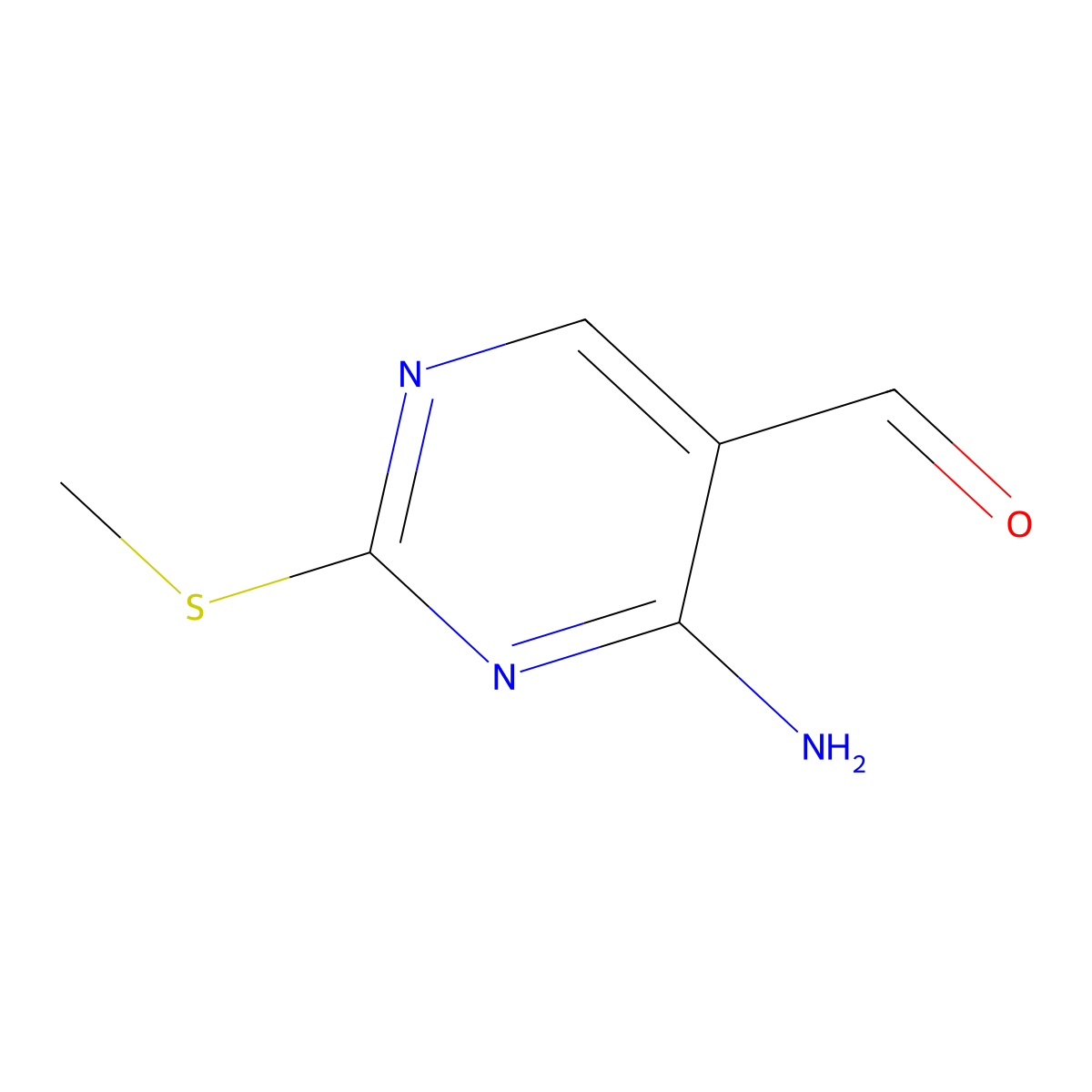 4-Amino-2-(methylsulfanyl)pyrimidine-5-carbaldehyde molecular structure, CAS 770-31-0