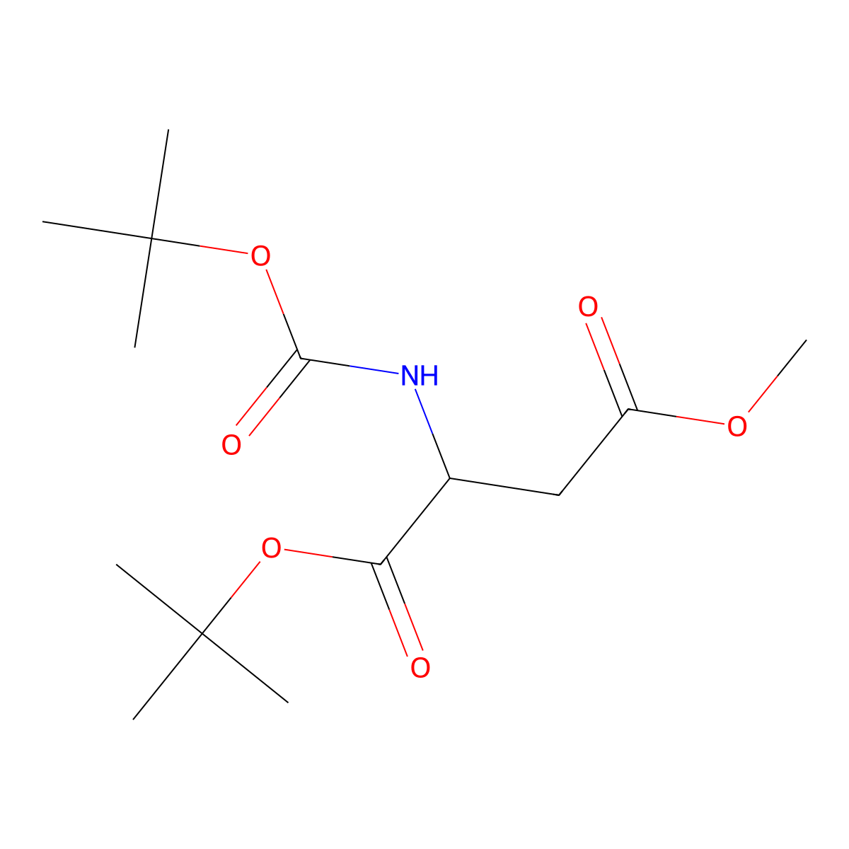 (R)-1-tert-Butyl 4-methyl 2-((tert-butoxycarbonyl)amino)succinate molecular structure, CAS 77004-76-3