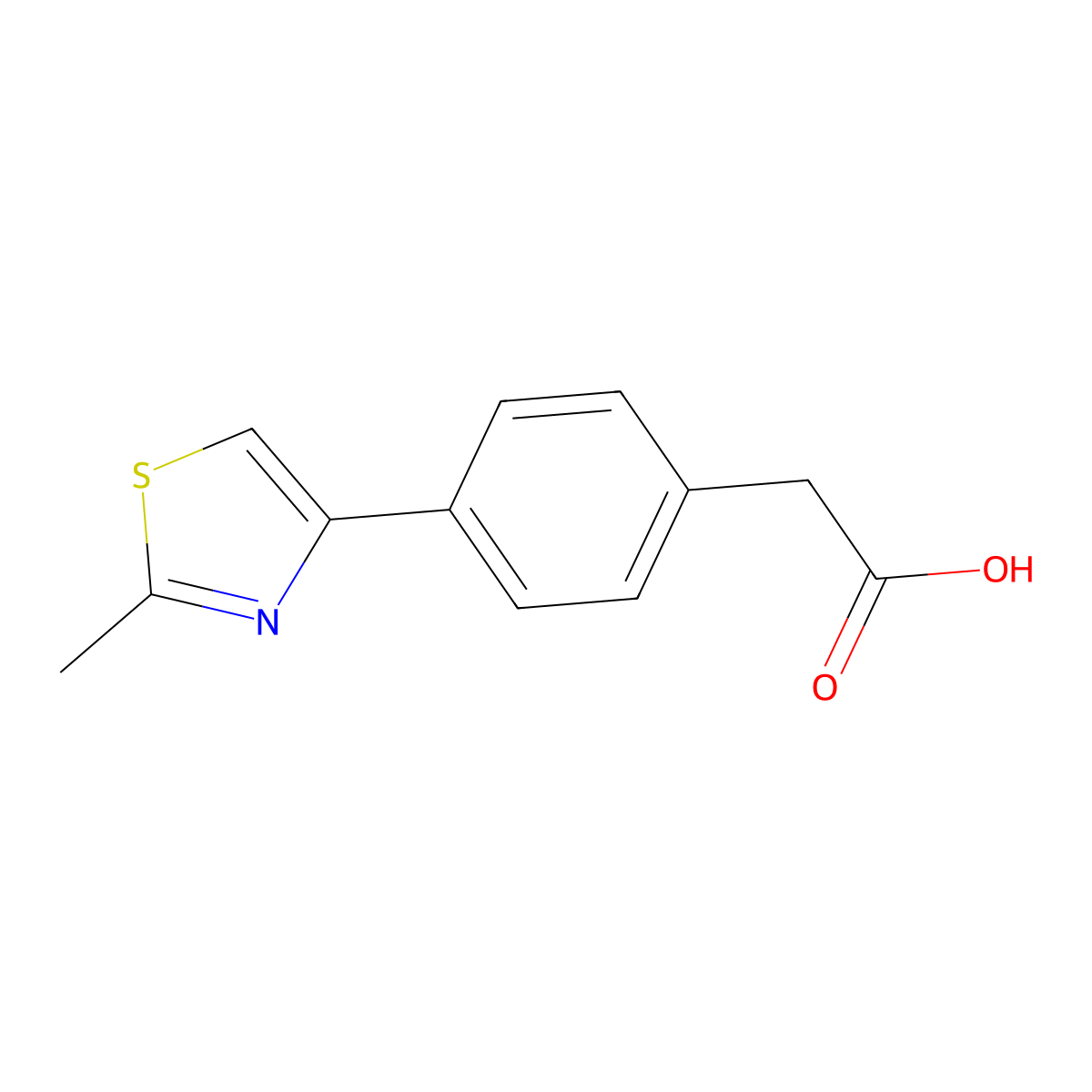 2-[4-(2-Methyl-1,3-thiazol-4-yl)phenyl]acetic acid molecular structure, CAS 77015-22-6