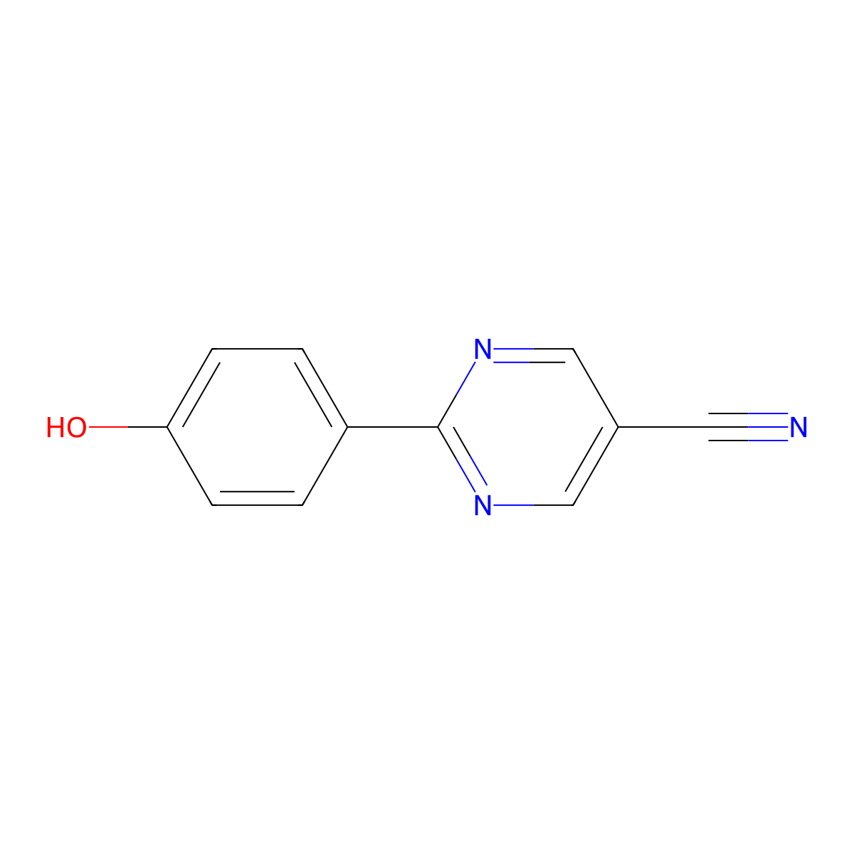 2-(4-Hydroxyphenyl)pyrimidine-5-carbonitrile molecular structure, CAS 77017-54-0