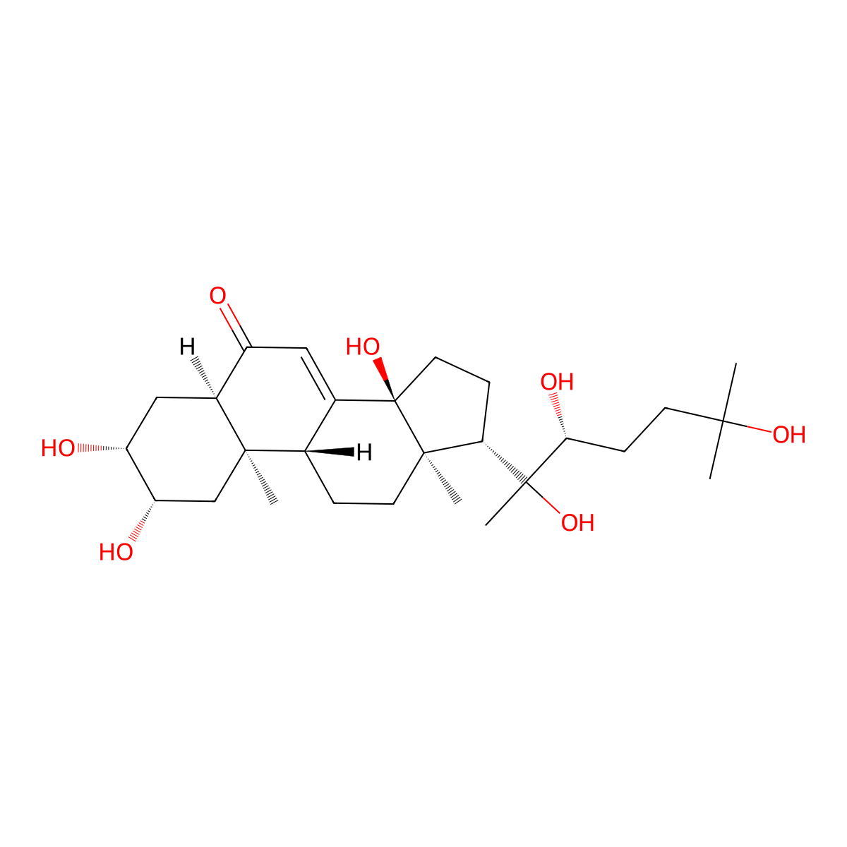 Cholest-7-en-6-one, 2,3,14,20,22,25-hexahydroxy-, (2beta,3beta,5beta,20xi,22R)- molecular structure, CAS 7703-93-7